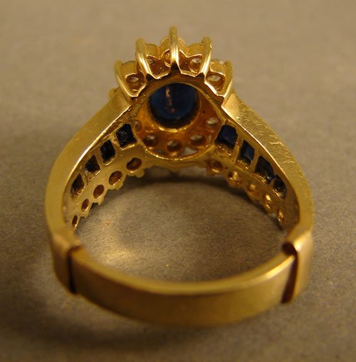 Ladies 14k Yellow Gold Diamond & Dark Blue Sapphir - 3