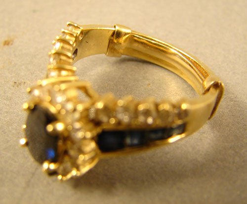 Ladies 14k Yellow Gold Diamond & Dark Blue Sapphir - 4
