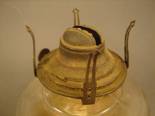 Antique Kerosene Finger Lamp with Cobalt Blue Glas - 2