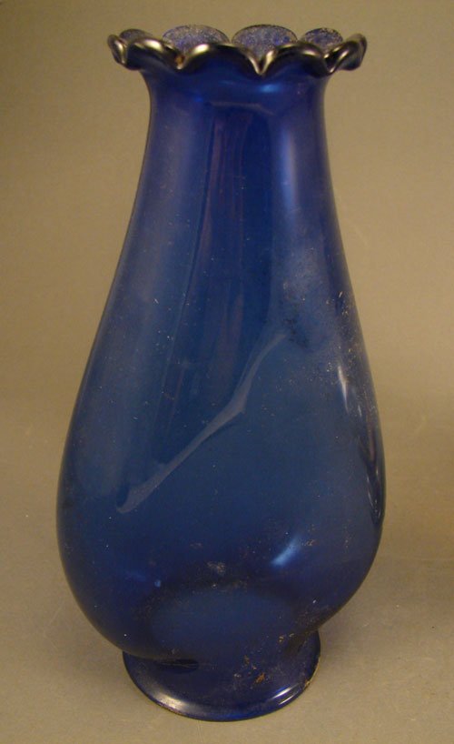 Antique Kerosene Finger Lamp with Cobalt Blue Glas - 3