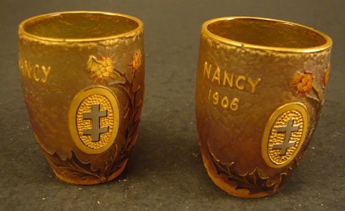 Pair Daum Nancy Liquors with cameo design featurin
