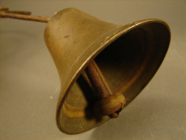 2 Antique Door Alarm Bells. One spring wire and t - 3