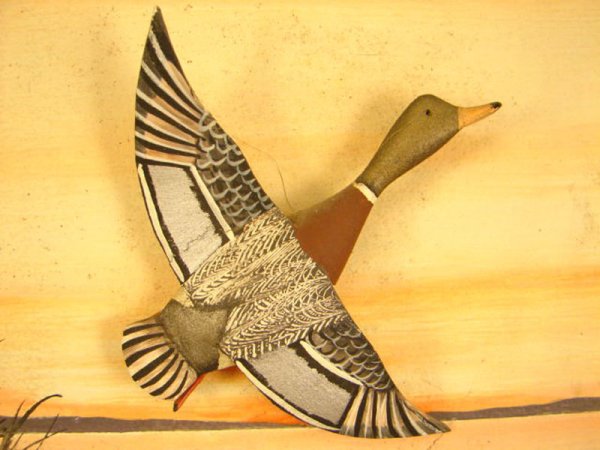 Pair of Signed Conklin duck carvings, framed. ss: - 2