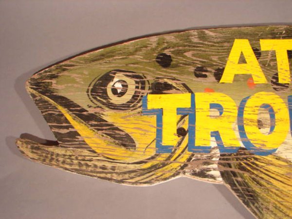 Large Fish Sign from Bingo Lake, Indiana with "At - 2