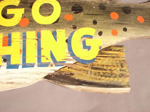 Large Fish Sign from Bingo Lake, Indiana with "At - 5