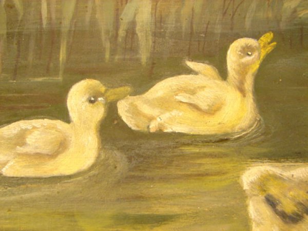 Oil Painting on Board of Ducks on Pond. artist un - 3
