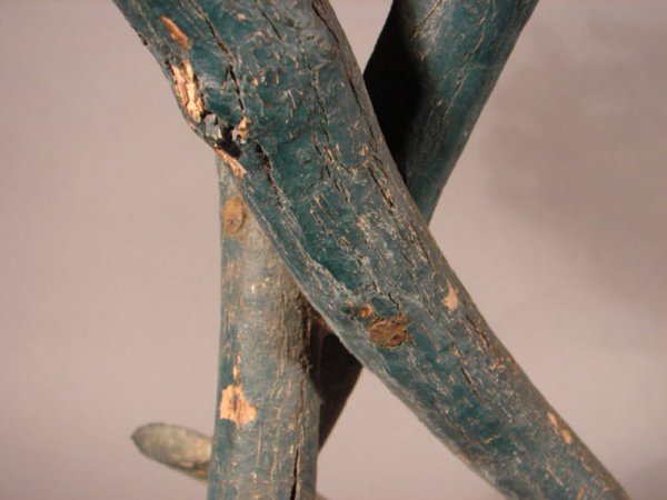 Rustic Adirondack Blue Painted Twig Stand. 25"h x - 4