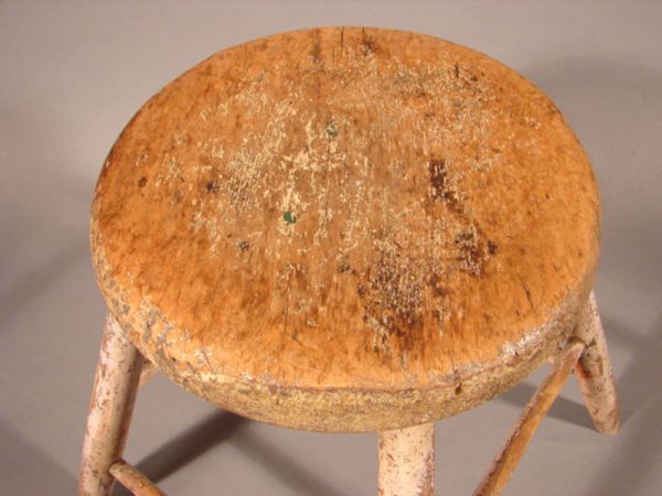 White painted Windsor stool. 16"h x 17"w x 16"d - 2