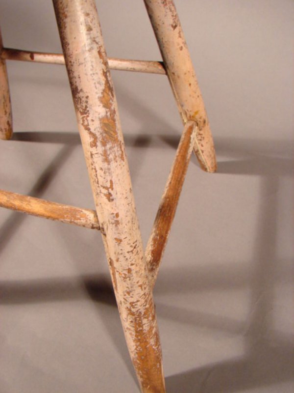 White painted Windsor stool. 16"h x 17"w x 16"d - 3
