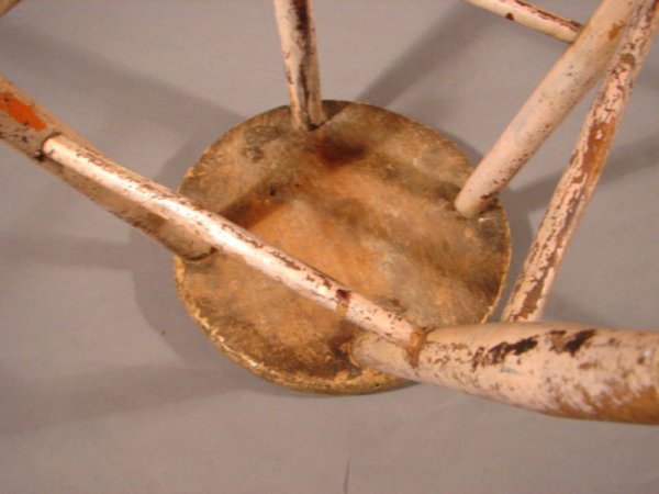White painted Windsor stool. 16"h x 17"w x 16"d - 4