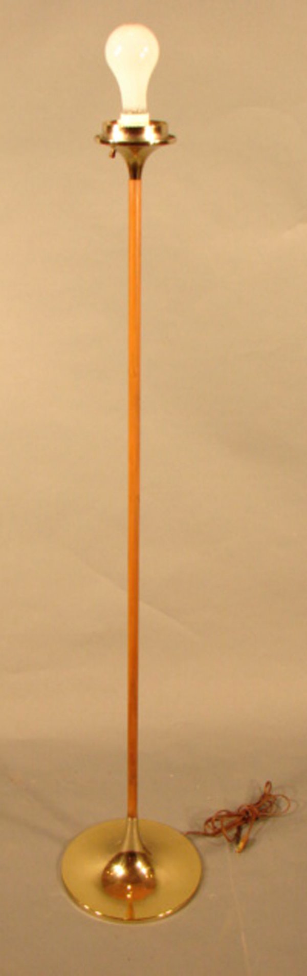Brass & Wood Floor Lamp. No shade. 4'3" h x 10"