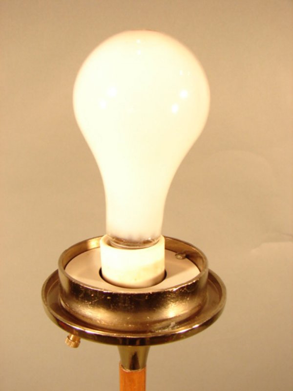 Brass & Wood Floor Lamp. No shade. 4'3" h x 10" - 2