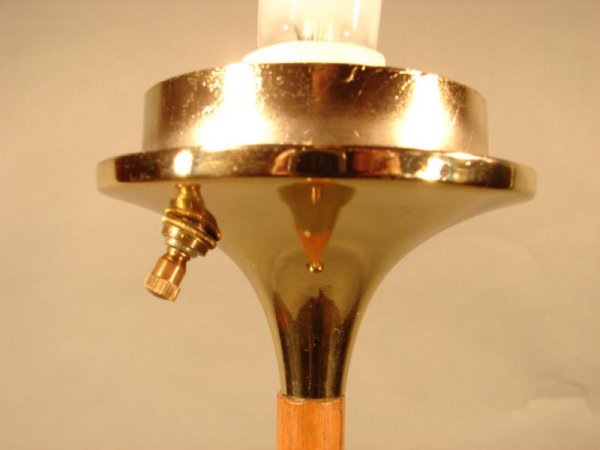 Brass & Wood Floor Lamp. No shade. 4'3" h x 10" - 3