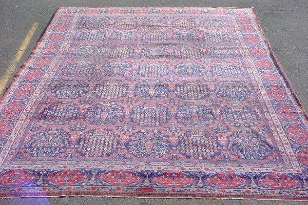 17O: Antique Persian Palace size Hand Woven Estate Carp