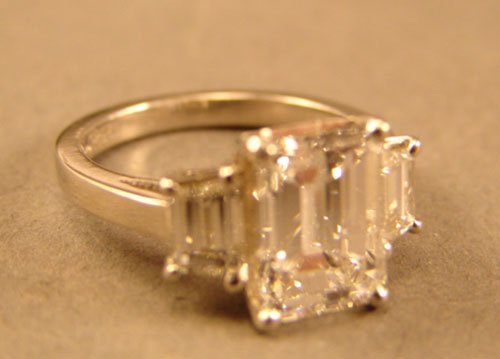 3.08 Carat E Color Diamond Emerald Cut Ring - 10