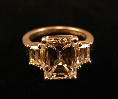 3.08 Carat E Color Diamond Emerald Cut Ring - 3