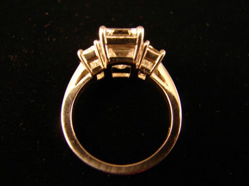 3.08 Carat E Color Diamond Emerald Cut Ring - 5