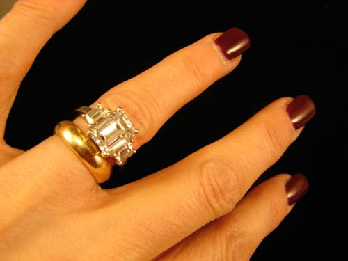 3.08 Carat E Color Diamond Emerald Cut Ring - 6