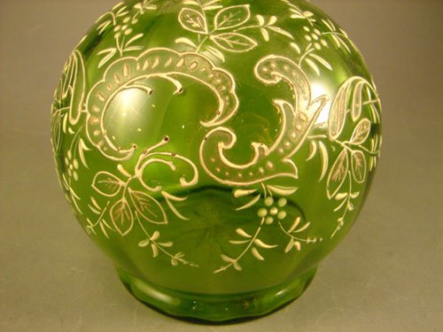 Antique Art Glass Vase. Victorian emerald green gl - 5