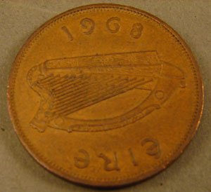 Metal box of Irish pennies to 6 pence mostly mode - 2