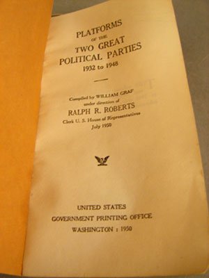 Book Titled " Platforms of the Two Great Politica - 2