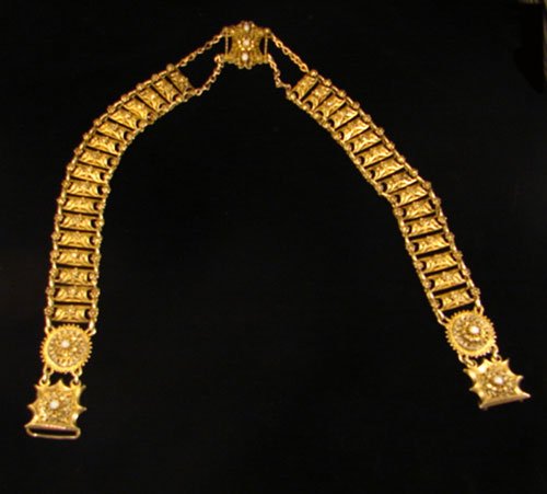 Gilt Silver Handmade Belt with faux opals. Silver h