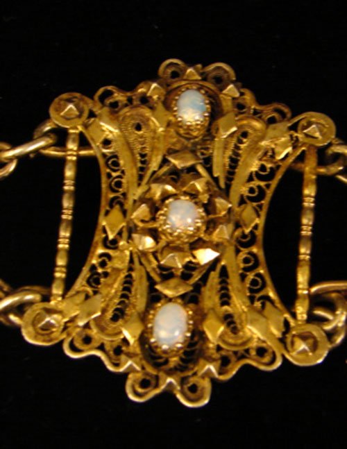 Gilt Silver Handmade Belt with faux opals. Silver h - 3