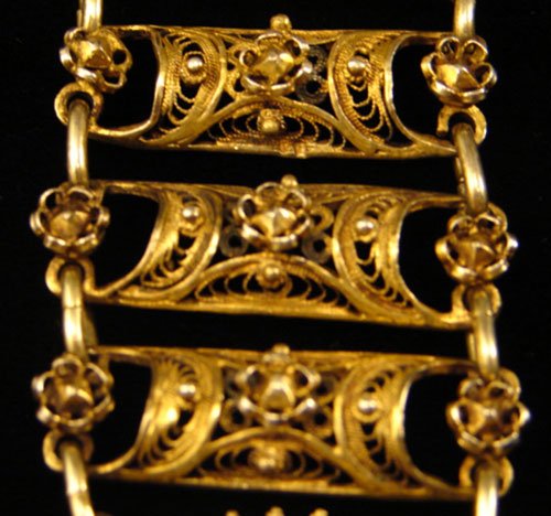 Gilt Silver Handmade Belt with faux opals. Silver h - 4