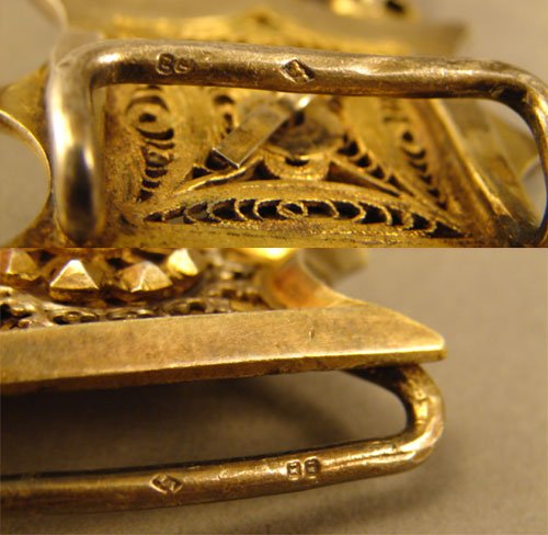 Gilt Silver Handmade Belt with faux opals. Silver h - 6