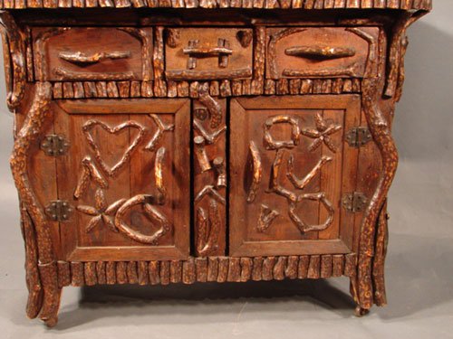 Very Rare Rustic / Adirondack Twig Decorated Wash - 2