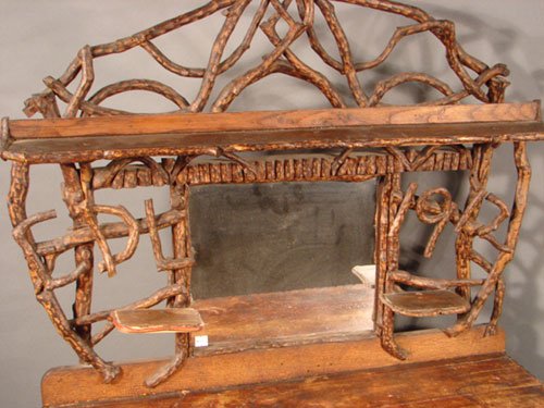 Very Rare Rustic / Adirondack Twig Decorated Wash - 3