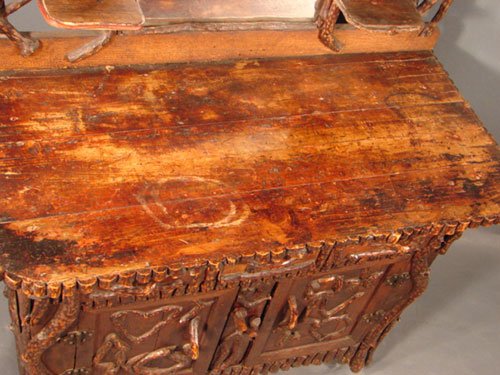 Very Rare Rustic / Adirondack Twig Decorated Wash - 4