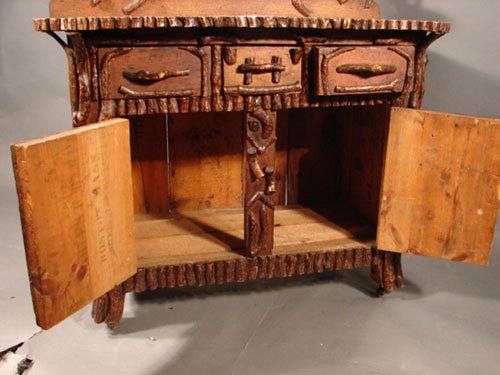 Very Rare Rustic / Adirondack Twig Decorated Wash - 6
