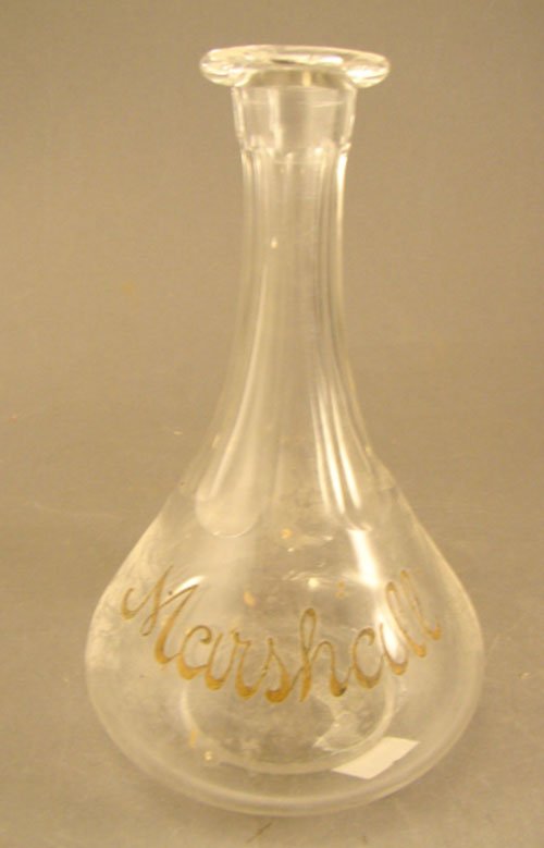 Antique Barber / Cologne Bottle in Clear Glass. I
