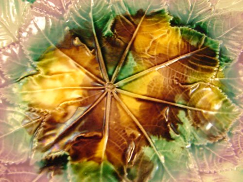 Antique Majolica Leaf Form Dish. Maker unknown. 1 - 2