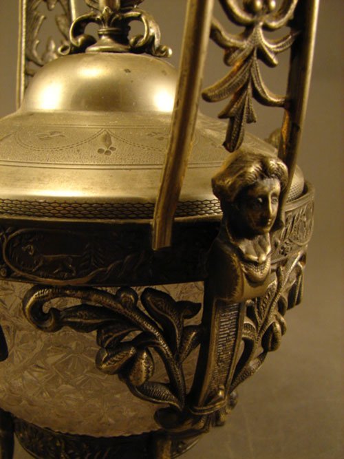 Antique Figural Sweet Meat Jar. Silver plate Hold - 2