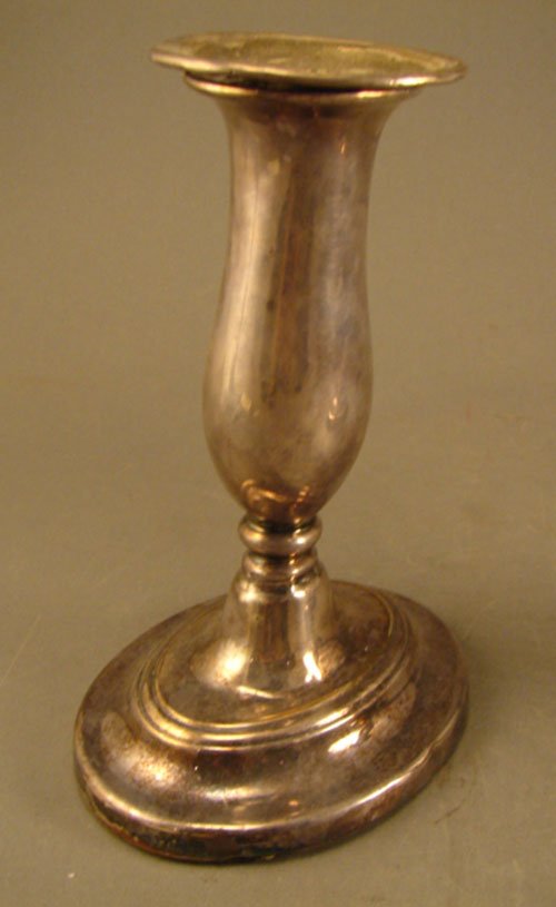 Pair Early Silver Candle Holders with Bobeches. N - 2