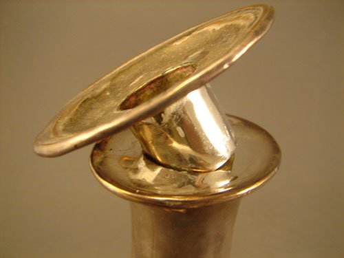 Pair Early Silver Candle Holders with Bobeches. N - 3