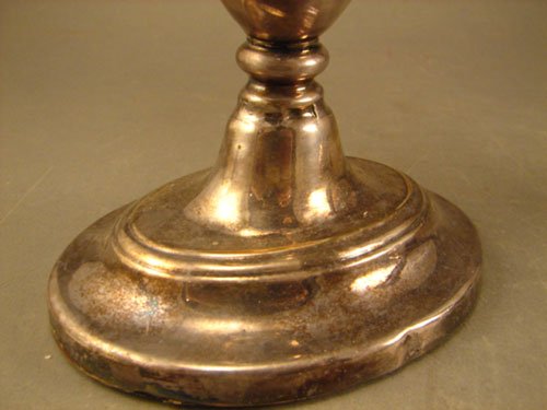 Pair Early Silver Candle Holders with Bobeches. N - 4