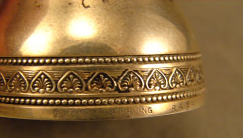 Sterling Silver Bell monogrammed "R" measures: 3 - 3