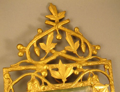 Antique Gilt Metal Hanging Candle Sconce with Bev - 2