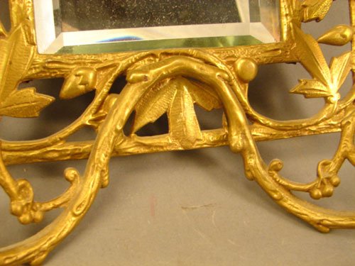 Antique Gilt Metal Hanging Candle Sconce with Bev - 5