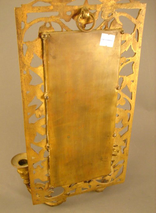 Antique Gilt Metal Hanging Candle Sconce with Bev - 7