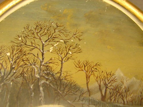 Antique Oil Painting on Board. Winter Landscape, - 2