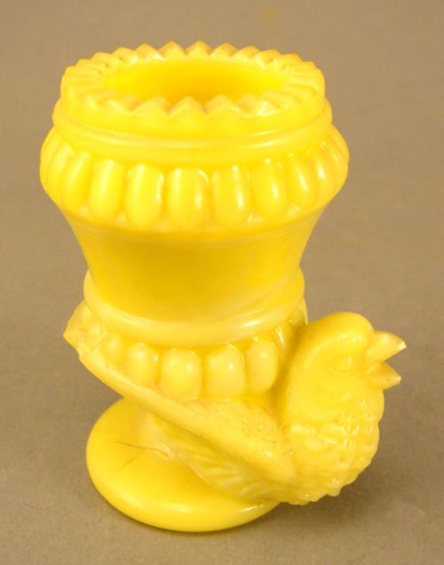 Antique Figural Toothpick Holder in Yellow Custar