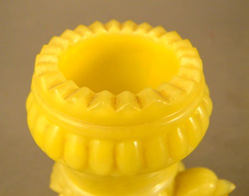 Antique Figural Toothpick Holder in Yellow Custar - 2