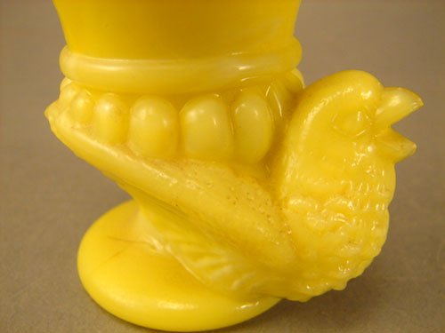 Antique Figural Toothpick Holder in Yellow Custar - 3