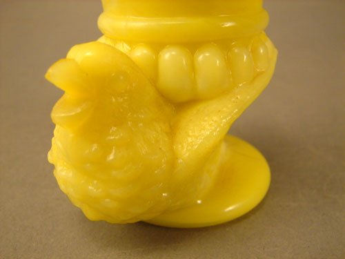Antique Figural Toothpick Holder in Yellow Custar - 4