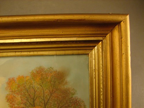 19th Pastel Landscape Painting with Trees and Wat - 6