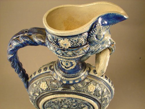 Antique Salt Glazed Ewer. Probably German. Cobalt - 2